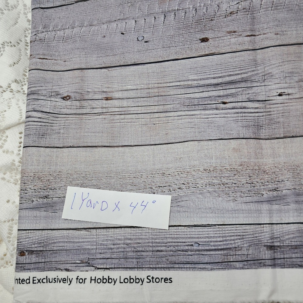 Hobby Lobby Fabric Gray Wood Grain‎ Print 1 Yard x 44" Sewing Material
